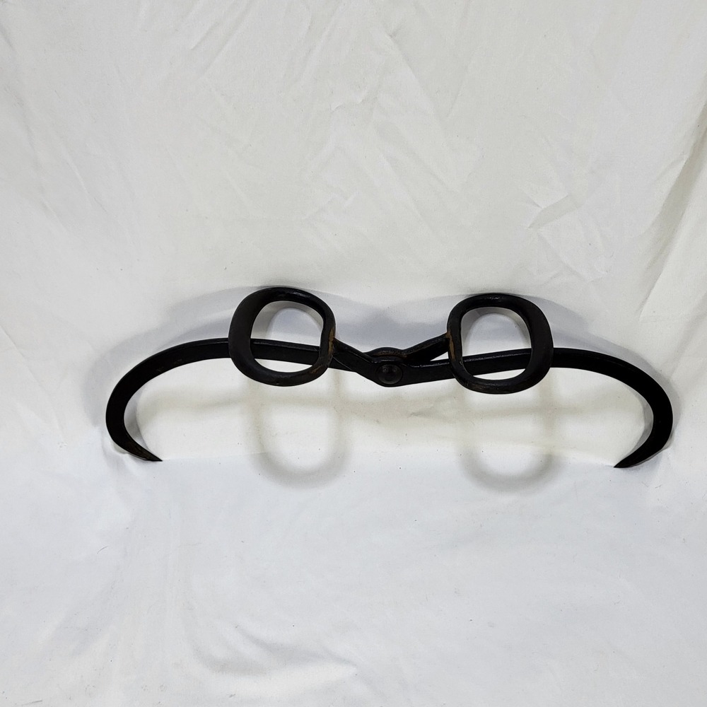 Antique Staatsburg NY Ice Block Tongs 17in Iron Ice Harvesting Tool Primitive - Picture 7 of 14